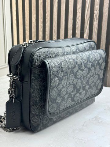 Coach Coach Сумка через плечо Charter 24 со съемной цепочкой и магнитной застежкой Мужская сумка через плечо Черная