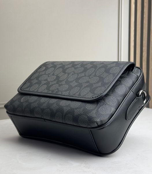 Coach Coach Сумка через плечо Charter 24 со съемной цепочкой и магнитной застежкой Мужская сумка через плечо Черная