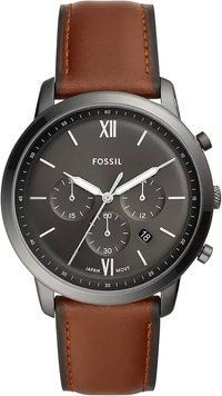 Мужские часы Fossil Neutra FS5512 с хронографом (Серый / Коричневый кожаный ремешок)
