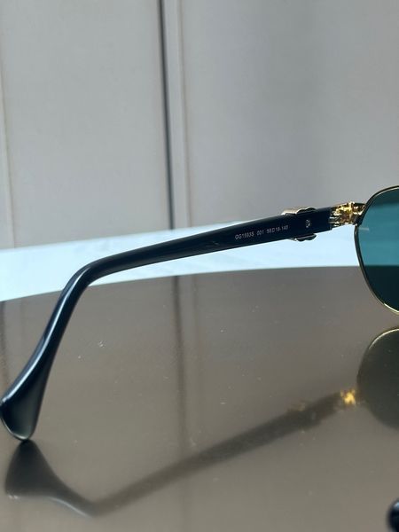 Сонцезахисні окуляри Gucci GG1593S золоті геометричні зелена лінза унісекс