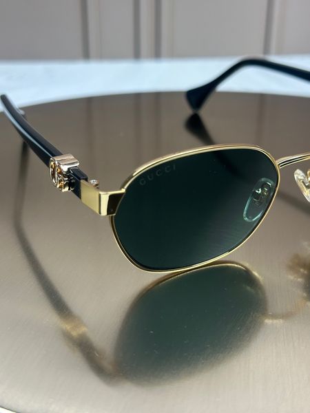 Сонцезахисні окуляри Gucci GG1593S золоті геометричні зелена лінза унісекс
