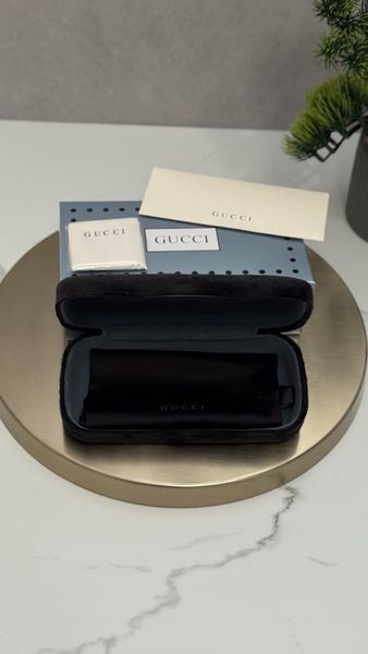 Сонцезахисні окуляри Gucci GG1221S безоправні золото-чорні прямокутні унісекс