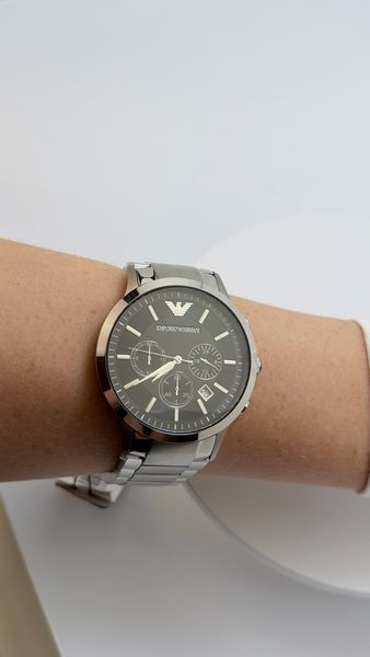 Чоловічий годинник Emporio Armani Renato AR2434 з хронографом (Сріблястий / Чорний циферблат)
