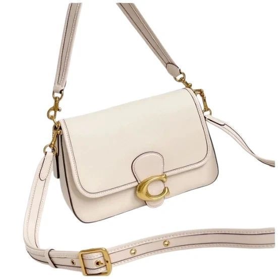 Жіноча сумка шкіряна Coach Soft Tabby Shoulder Bag молочна COA10398 фото