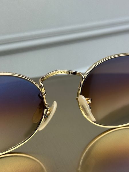 Сонцезахисні окуляри Ray-Ban RB3547 N золото, коричнева градієнтна лінза, круглі, подвійна перемичка, унісекс, оригінал RBN88628 фото
