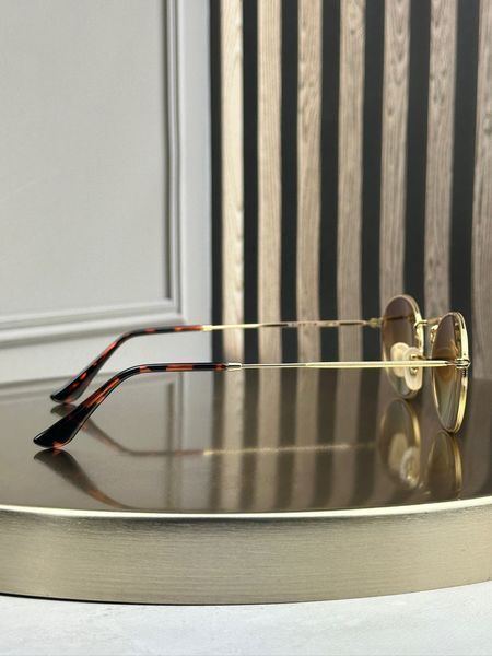 Сонцезахисні окуляри Ray-Ban RB3547 N золото, коричнева градієнтна лінза, круглі, подвійна перемичка, унісекс, оригінал RBN88628 фото