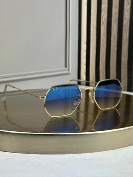 Сонцезахисні окуляри Ray-Ban RB3556 N Octagonal золото, блакитна градієнтна лінза, восьмикутні, унісекс, оригінал RBN12114 фото
