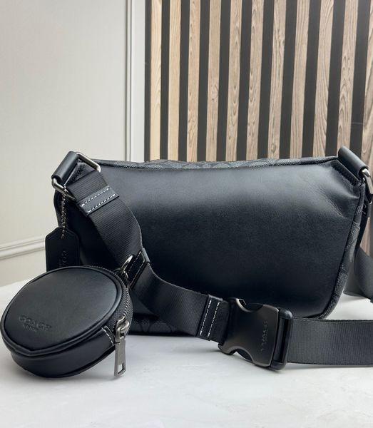 Чоловіча сумка бананка COACH Elias Belt Bag In Signature Canvas