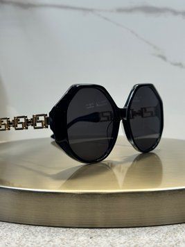 Сонцезахисні окуляри Versace MOD 4395 чорні з золотом Greca oversize жіночі