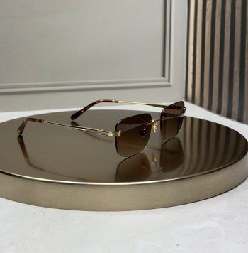 Сонцезахисні окуляри Tom Ford FT1354 золоті безободкові прямокутні, коричнева градієнт-лінза, унісекс, оригінал TMF95940 фото
