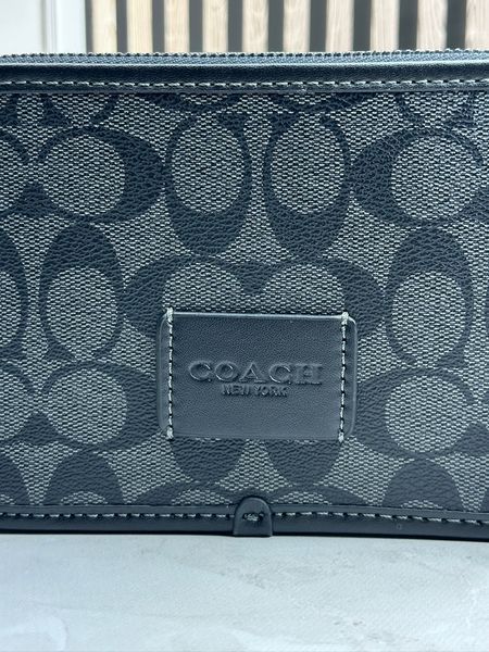 Чоловіча сумка крос-боді Coach Signature Canvas Camera Bag (Чорна/Темно-сіра)