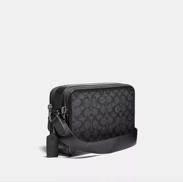 Чоловіча сумка кросбоді Coach Charter Signature Canvas Чорна Месенджер