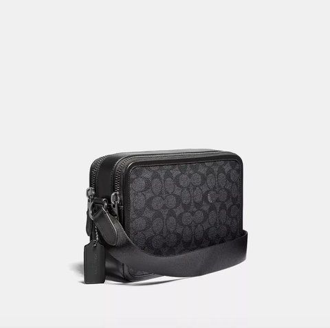 Мужская сумка кроссбоди Coach Charter Signature Canvas Черная Мессенджер