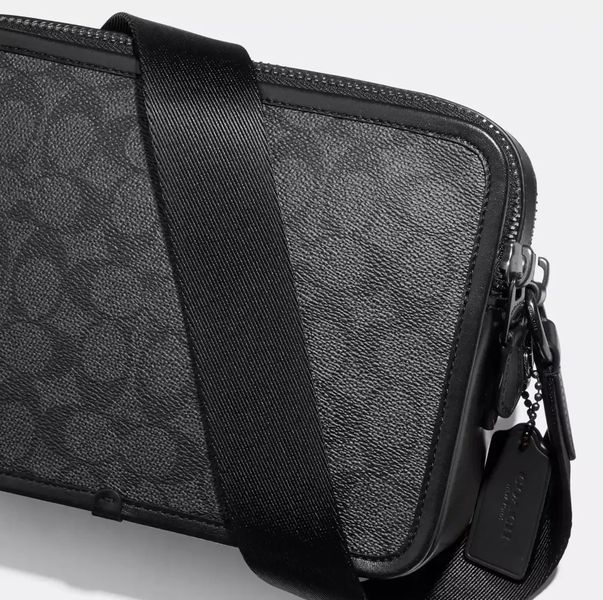 Мужская сумка кроссбоди Coach Charter Signature Canvas Черная Мессенджер