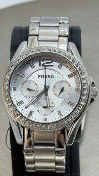 Женские часы Fossil Riley ES3202 с кристаллами Swarovski (Серебристый)