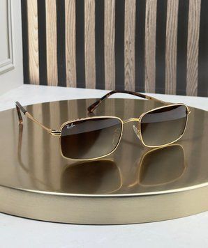 Сонцезахисні окуляри Ray-Ban RB3746 золото, коричнева градієнтна лінза, прямокутні, унісекс, оригінал RBN25337 фото
