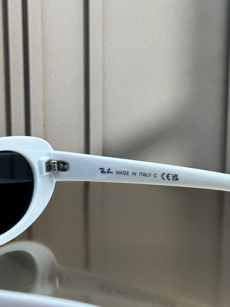 Сонцезахисні окуляри Ray-Ban RB4441D білі, синя лінза, овальні, жіночі, унісекс