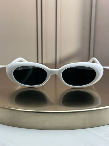 Сонцезахисні окуляри Ray-Ban RB4441D білі, синя лінза, овальні, жіночі, унісекс