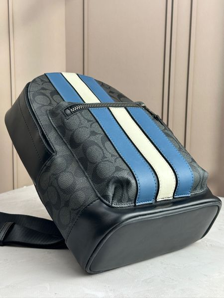 Сумка унісекс Coach West Pack In Signature Canvas With Varsity Stripe Charcoal/Denim/Chalk