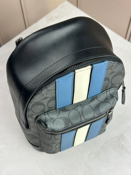 Сумка унісекс Coach West Pack In Signature Canvas With Varsity Stripe Charcoal/Denim/Chalk