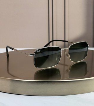 Сонцезахисні окуляри Ray-Ban RB3746 срібло, зелена лінза G15, прямокутні, унісекс, оригінал RBN37583 фото