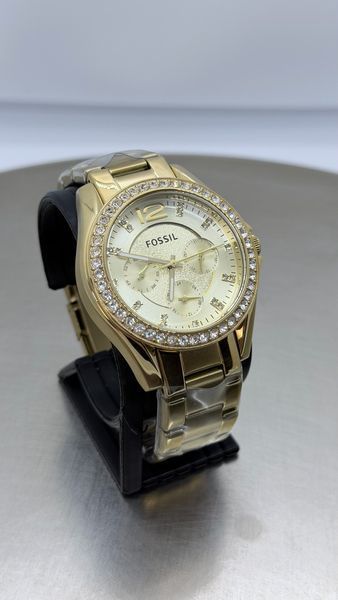 Женские часы Fossil Riley ES3203 с кристаллами Swarovski (Золотистый)