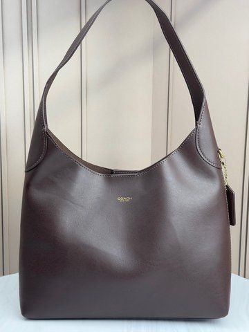 Женская сумка Coach Brooklyn Shoulder Bag Кожаная Темно-коричневая Хобо