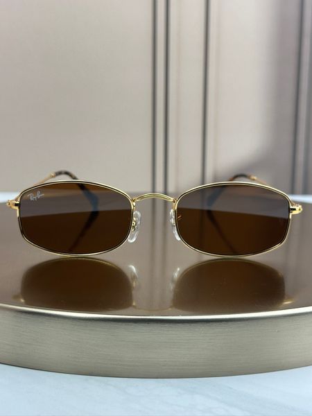 Сонцезахисні окуляри Ray-Ban RB3832 золото, коричнева лінза B15, прямокутні, унісекс, оригінал RBN02817 фото