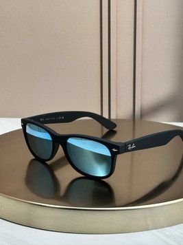 Сонцезахисні окуляри Ray-Ban RB2132 New Wayfarer чорний мат, дзеркальна блакитна лінза, унісекс, оригінал RBN04403 фото