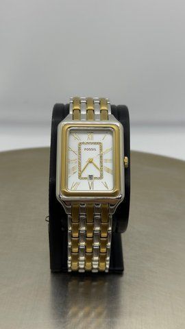 Женские часы Fossil Raquel ES5305 с кристаллами (Биколор / Перламутровый циферблат)