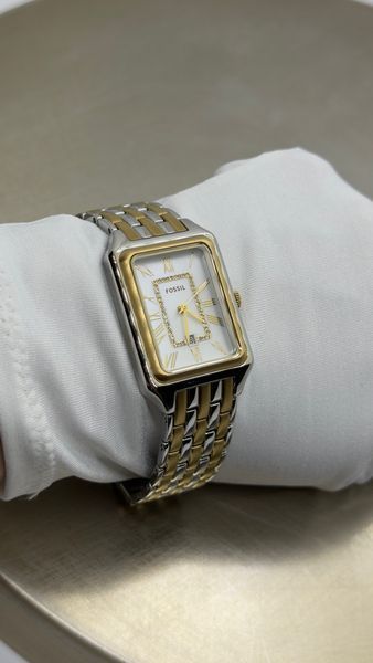 Жіночий годинник Fossil Raquel ES5305 з кристалами (Біколор / Перламутровий циферблат)
