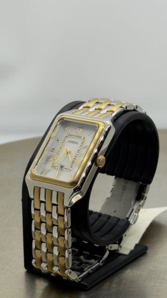 Жіночий годинник Fossil Raquel ES5305 з кристалами (Біколор / Перламутровий циферблат)