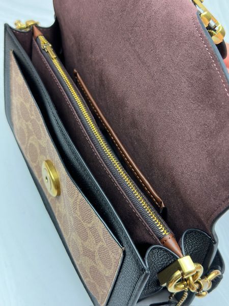 Жіноча сумка Coach Tabby Shoulder Bag Чорна Шкіра Канвас Кросбоді Багет