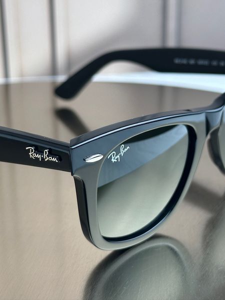 Солнцезащитные очки Ray-Ban Original Wayfarer RB2140 черные, зеленая линза G15, унисекс, классика