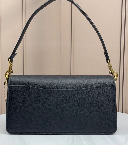Жіноча сумка Coach Tabby Shoulder Bag Чорна Шкіра Канвас Кросбоді Багет