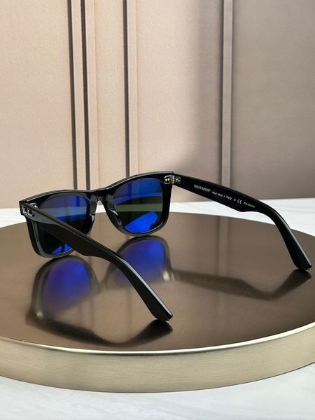 Солнцезащитные очки Ray-Ban Original Wayfarer RB2140 черные, зеленая линза G15, поляризованные, унисекс, классика