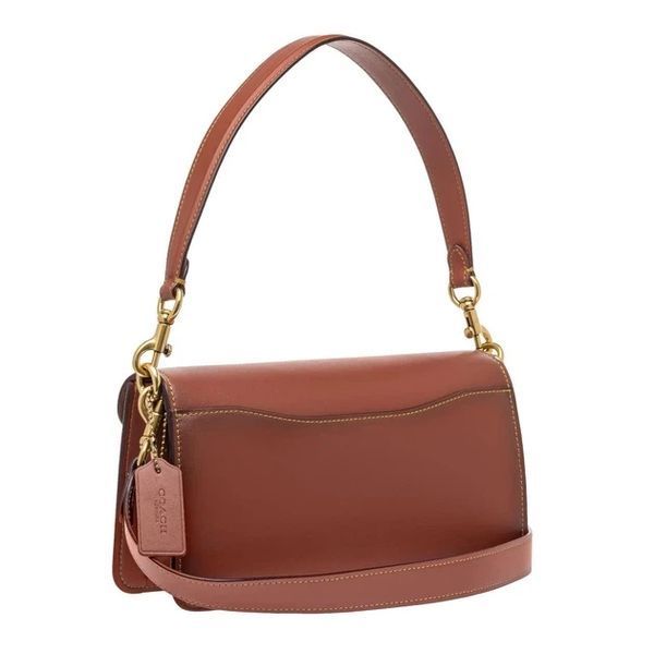 Жіноча сумка Coach Tabby Shoulder Bag коричнева Шкіра Канвас Кросбоді Багет