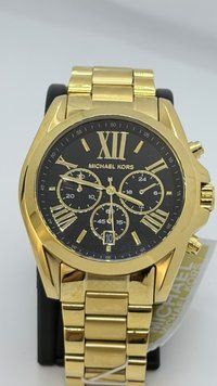 Часы унисекс Michael Kors Oversized Bradshaw MK5739 с хронографом (Золотистый / Черный циферблат)