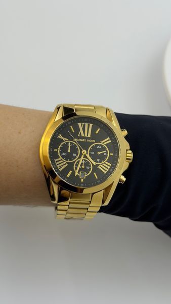 Годинник унісекс Michael Kors Oversized Bradshaw MK5739 з хронографом (Золотистий / Чорний циферблат)
