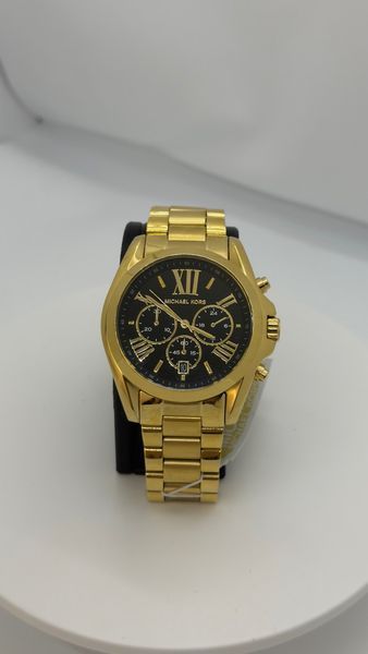 Годинник унісекс Michael Kors Oversized Bradshaw MK5739 з хронографом (Золотистий / Чорний циферблат)