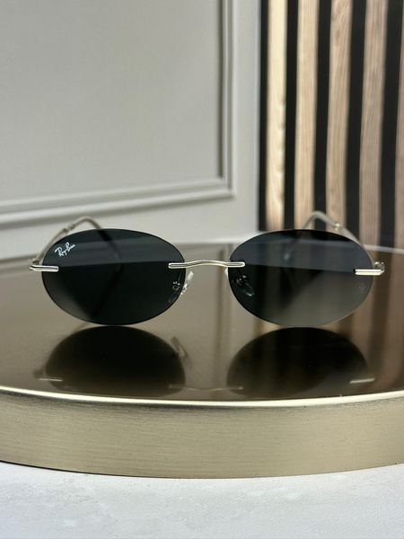 Солнцезащитные очки Ray-Ban RB3767 серебро, темная линза, безободковые, овальные, унисекс
