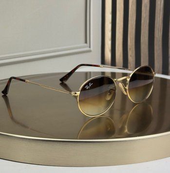 Сонцезахисні окуляри Ray-Ban RB3547 N золото коричнева лінза круглі унісекс