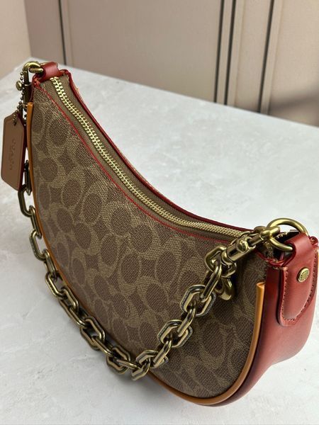 Жіноча сумка Coach Mira Shoulder Bag In Signature Canvas Tan/Rust