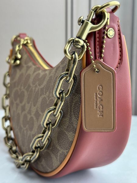 Жіноча сумка Coach Mira Shoulder Bag In Signature Canvas Tan/Rust
