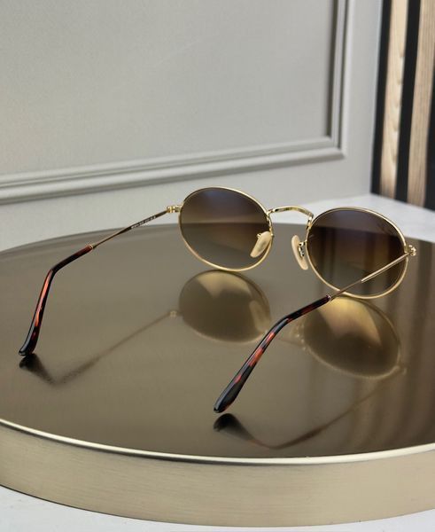 Сонцезахисні окуляри Ray-Ban RB3547 N золото коричнева лінза круглі унісекс