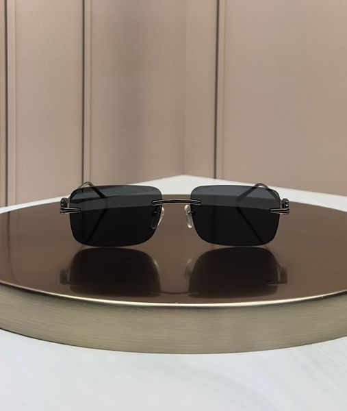 Сонцезахисні окуляри Gucci GG1703S срібні безоправні прямокутні сіра лінза унісекс