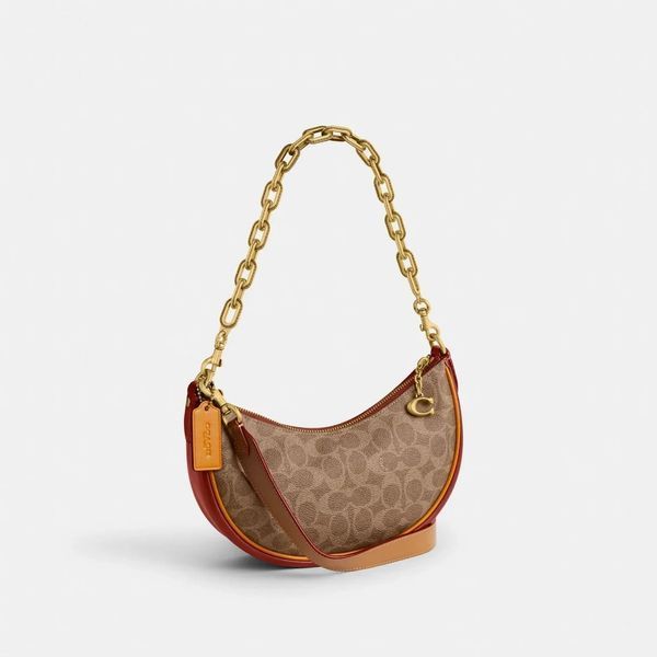 Жіноча сумка на плече Coach Mira 24, класичний логотип, золота фурнітура