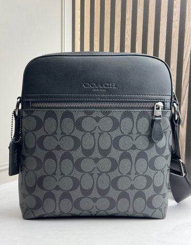 Сумка мужская кожаная COACH Houston Flight Bag In Signature Canvas