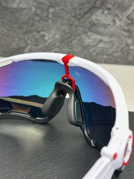 Солнцезащитные очки Oakley Jawbreaker OO9290 белые с линзой Prizm Fire, зеркальные, спортивный щиток, мужские