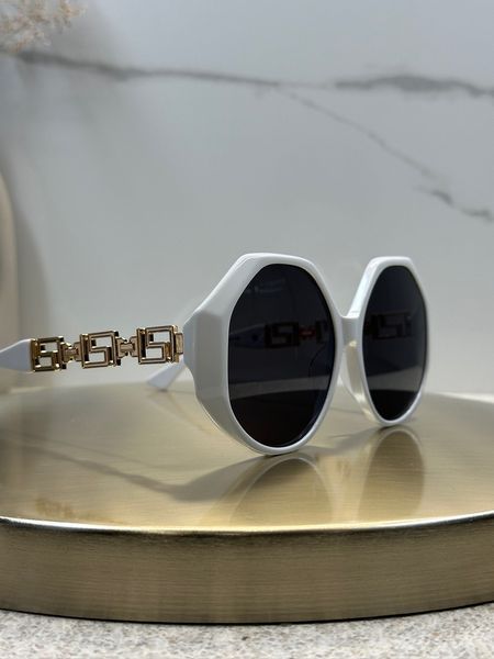 Сонцезахисні окуляри Versace MOD 4395 314/87 білі із золотом сіра лінза жіночі